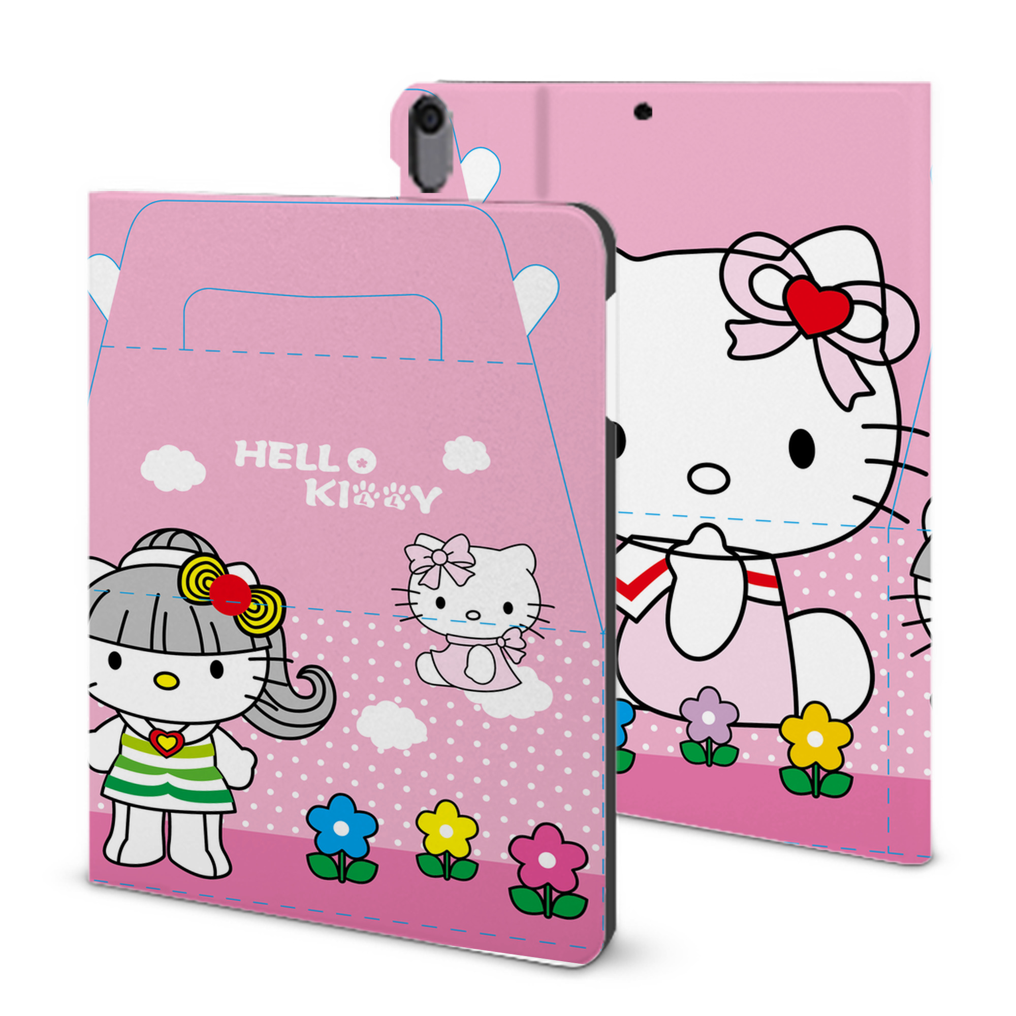 （画像用） Hello Kitty ハローキティ IPad ケース ブック型 PUレザー TPU 耐衝撃 軽量 薄型 ペン収納なし 全面保護 IPad 各モデル対応